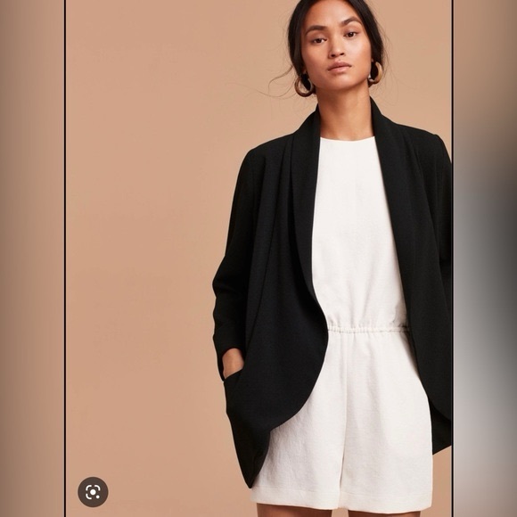 Wilfred Aritzia Size 2 Chevalier Black Open Blazer Crepe Draped Jacket - Picture 7 of 7